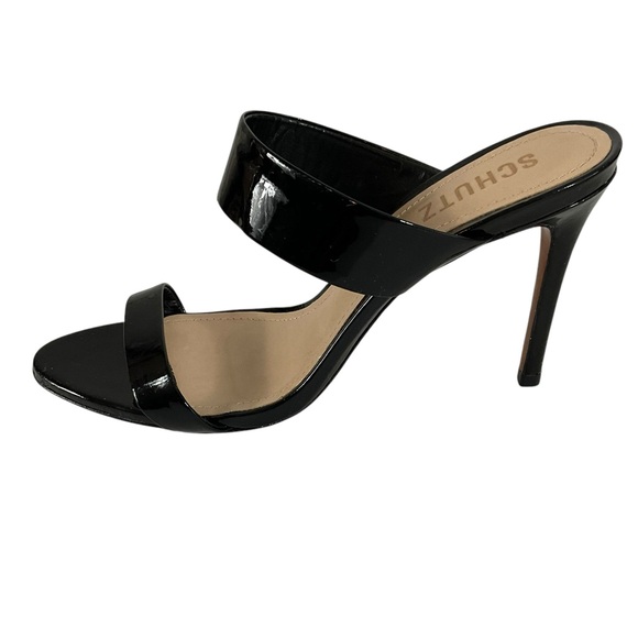 SCHUTZ Shoes - Schutz Black Patent Leather Strappy Heeled Sandals Size 7.5B Made in Brazil